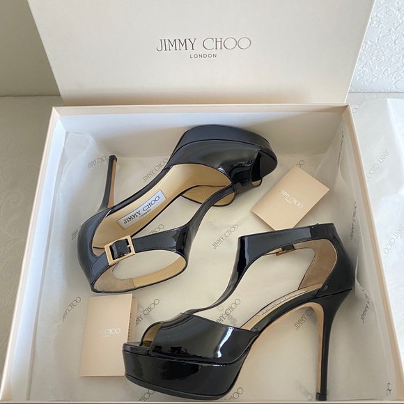Jimmy Choo Tribe Patent leather T Strap Sandal - Picture 13 of 13